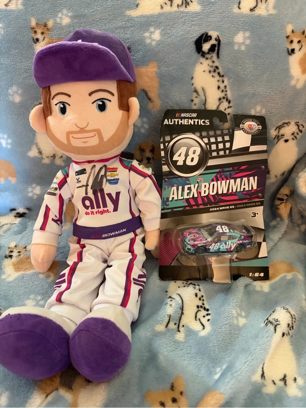Autographed Alex Bowman ragdoll and Die-Cast Car